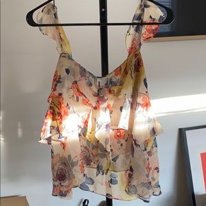 Zara TRF Flower Tank Tops S